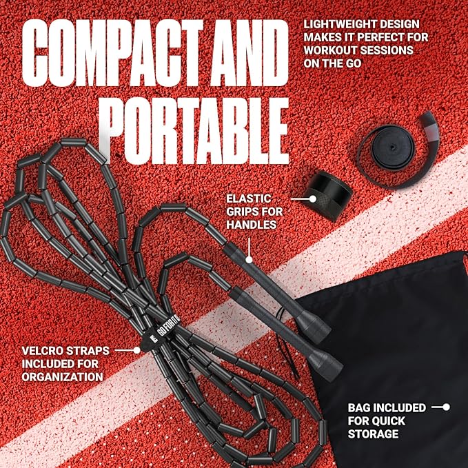 Sportbit Elite Beaded Jump Rope - Adjustable Speed Rope for Fitness, CrossFit, Boxing - Tangle-Free, Lightweight