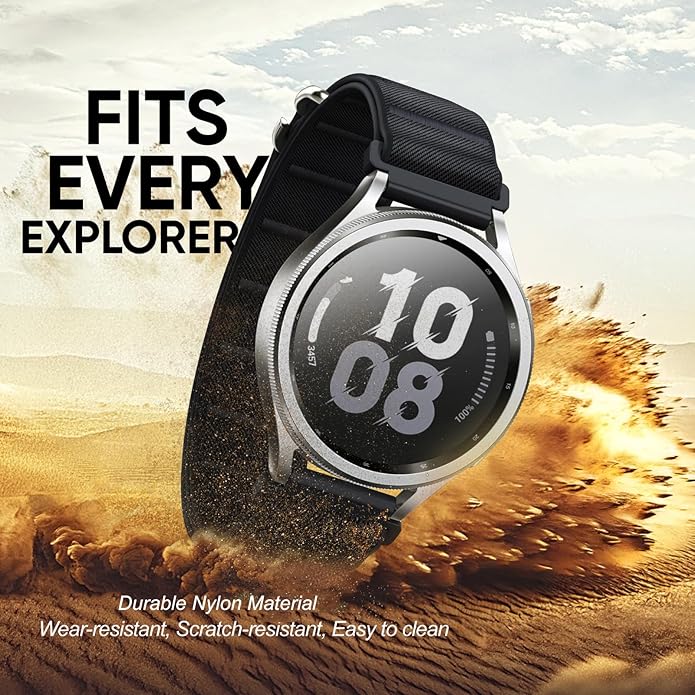 Suitisbest S-Hook Sport Band Compatible with Samsung Galaxy Watch 6 5 4 7 FE Band, Watch 6/4 Classic, Watch 5 Pro, Durable and Adjustable Nylon Loop Strap for Galaxy Active1/Active2