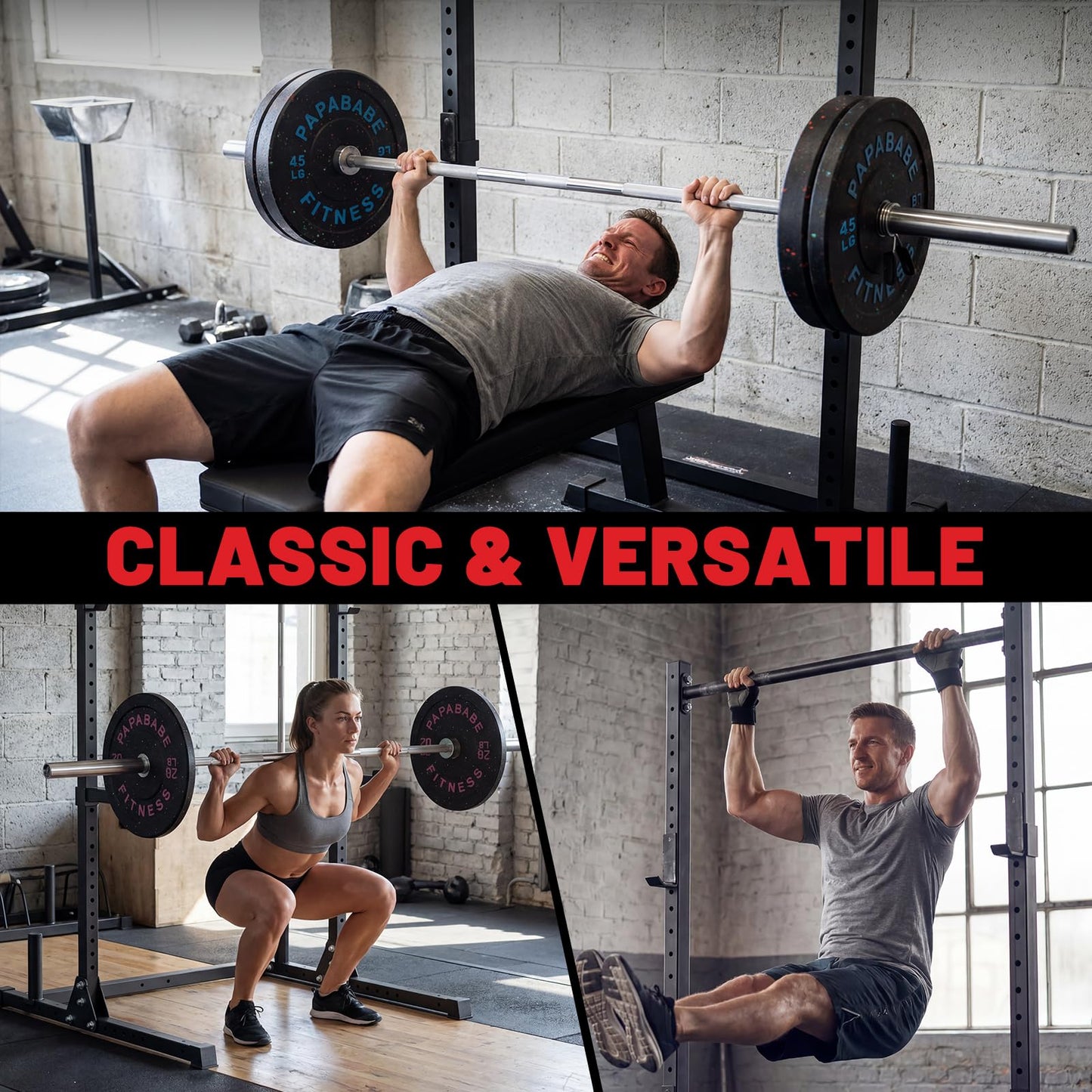 800LB Capacity Squat Rack with Pull Up Bar, Adjustable Power Cage, Home Gym