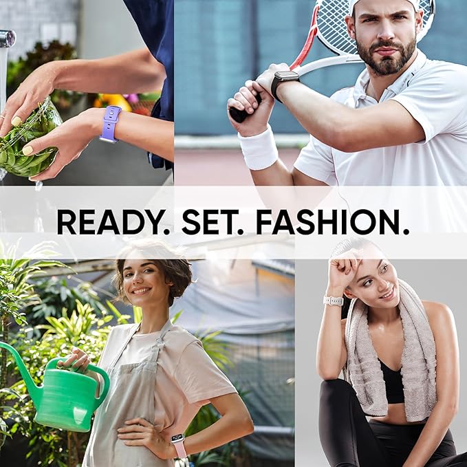 Compatible for Apple Watch Band 38mm and Case with Screen Protector, Soft Silicone Sport Strap Bands and Protective Cover with Tempered Glass for iWatch Series 9 8 7 SE 6 5 4