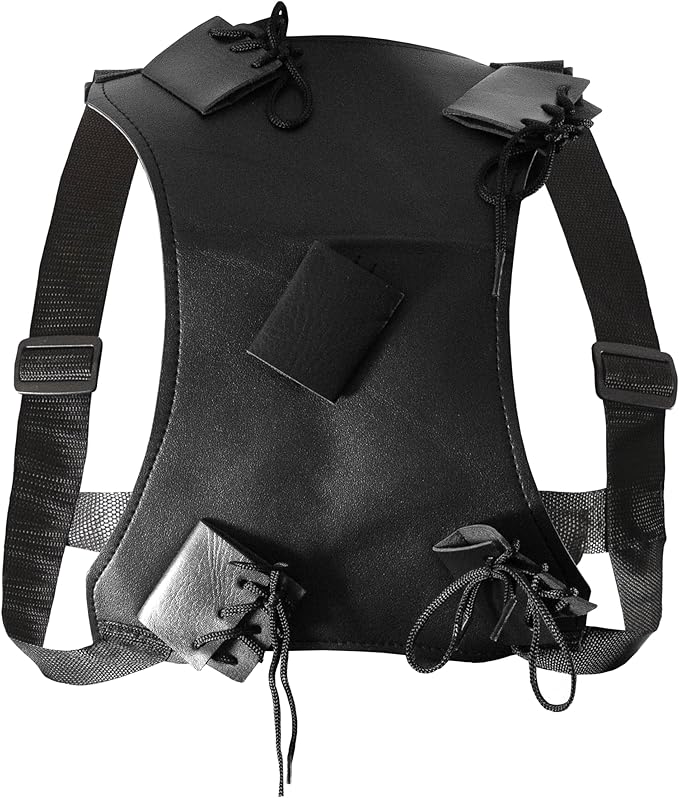 Sword Back Holster Complete with Balaclava. Black Leather Carrying Case, Ninja Hero Sheath-Weapons Holder for Anime or Halloween Costumes and Medieval Warrior Cosplay - Soport para espadas Ninja