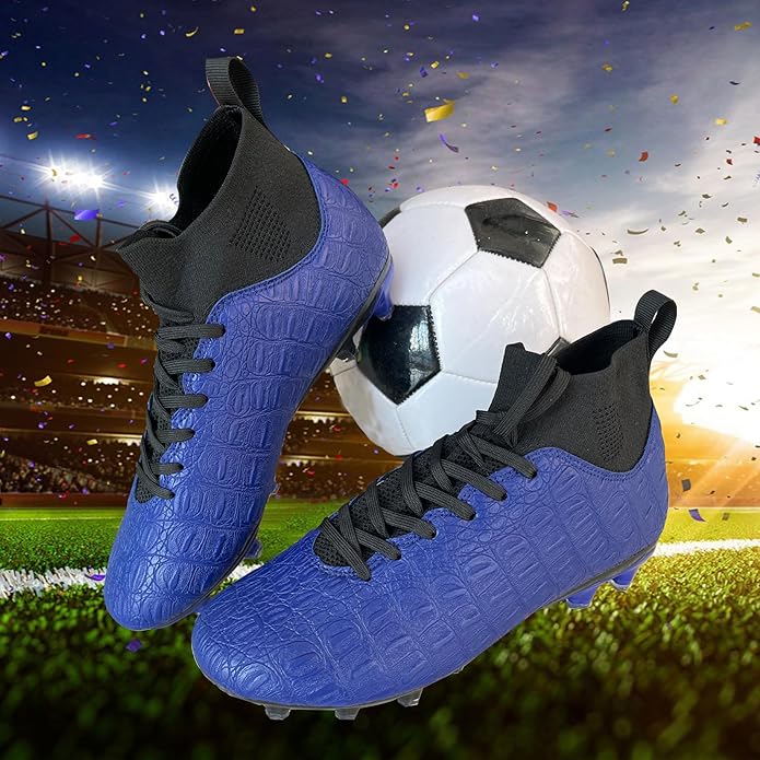 Soccer Cleats High-Top Outdoor Non-Slip Football Shoes Protection Lightweight for Firm Ground Training Breathable Fit (Size 6-13)