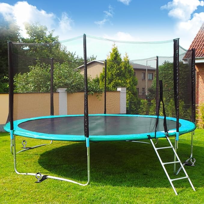 27" Trampoline Stakes Heavy Duty, Ground Anchors Screw in Mobile Home Anchors Resistant High Wind for Large Buildings, Sheds, Metal Swing Sets, Carports, Canopies(Black-4x27)