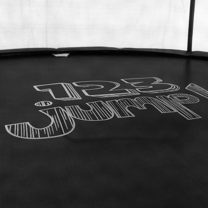 123JUMP by Skywalker Trampolines 10FT 12FT 14FT Outdoor Trampoline with Enclosure and Ladder, Round Recreational Trampoline for Kids with ASTM Approval, Spring Pad Cover, Heavy Duty Jump Mat