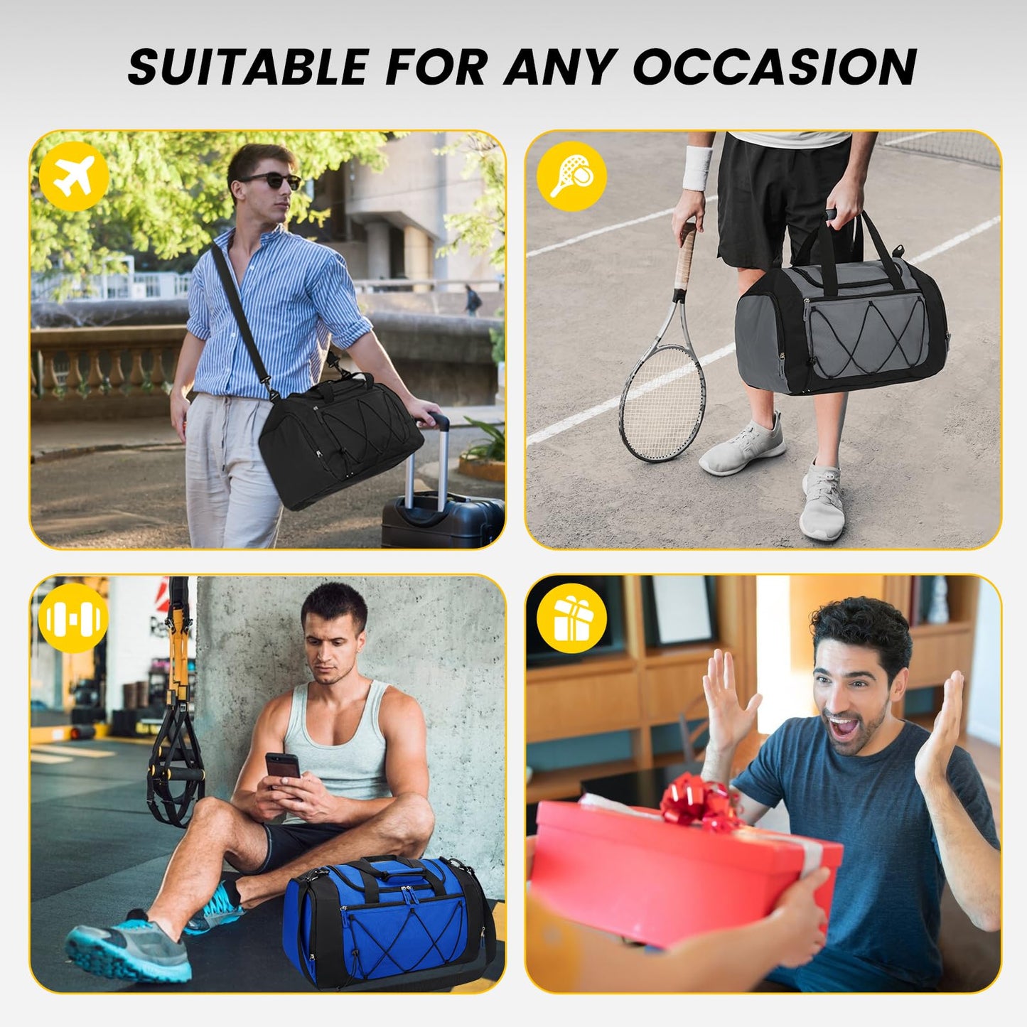 Vorspack 21 Inches Gym Bag for Men, Duffel Bag with Shoe Compartment