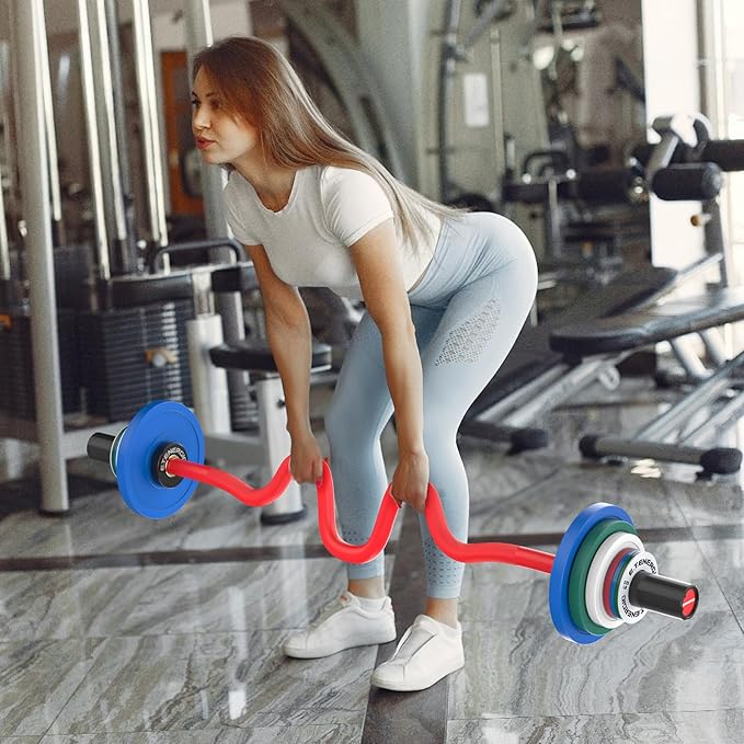 47" Olympic EZ Curl Bar 500-lbs Capacity Steel Barbell Suitable for 2" Weight Plates, 2-Inch Curl Bar for Weight Lifting,Hip Thrusts,Squat,Biceps-Home Gym Weight Bar