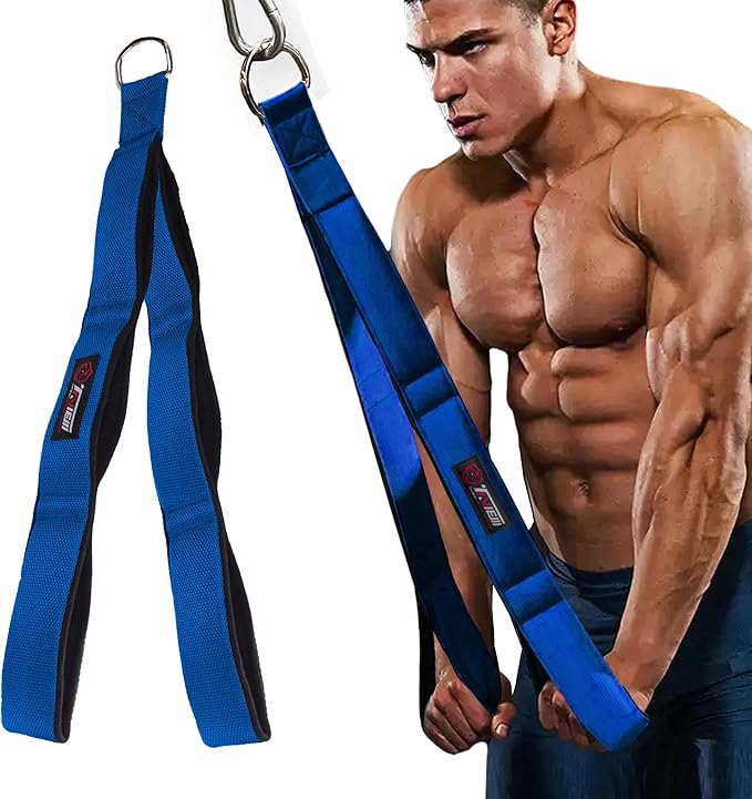 Tricep Rope Cable Attachment (Two Lengths Built in One) Greater Range of Motion,Tricep Pull Down Rope Extension Straps Cable Crossover Accessories