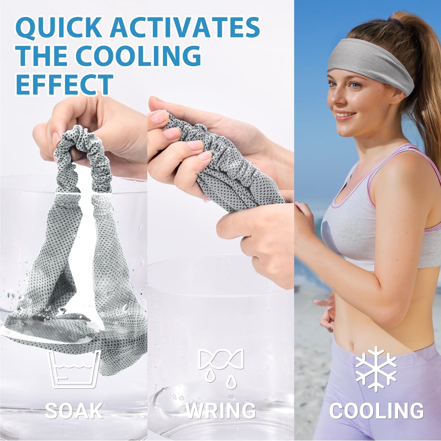 Sukeen Cooling Headbands for Women 4 Pack, Instant Cooling, Moisture Wicking Non-Slip Sweatbands