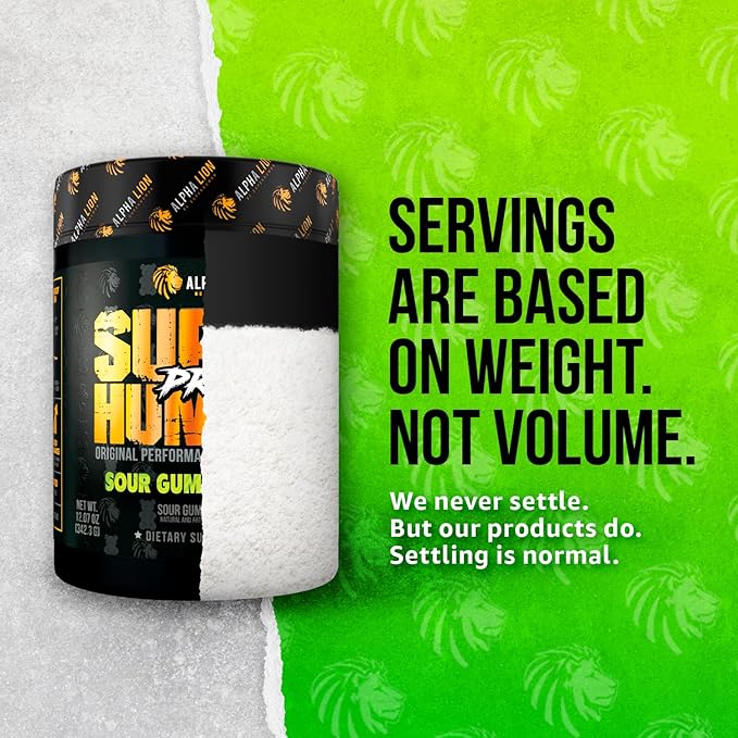 ALPHA LION Superhuman Pre Workout Powder, Beta Alanine, L-Taurine & Tri-Source Caffeine for Sustained Energy & Focus, Nitric Oxide & Citrulline for Pump (21 Servings, Sour Gummy Bear Flavor)