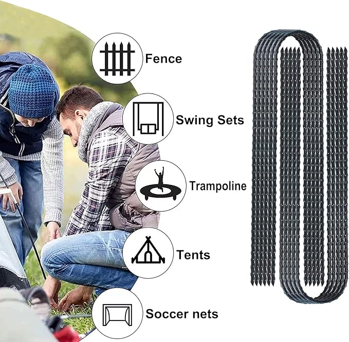 DTANX 12 Pack 12 Inch Rebar Stakes Heavy Duty Trampoline Anchors, Garden Stakes Tent Stakes Steel Ground Anchors, Black