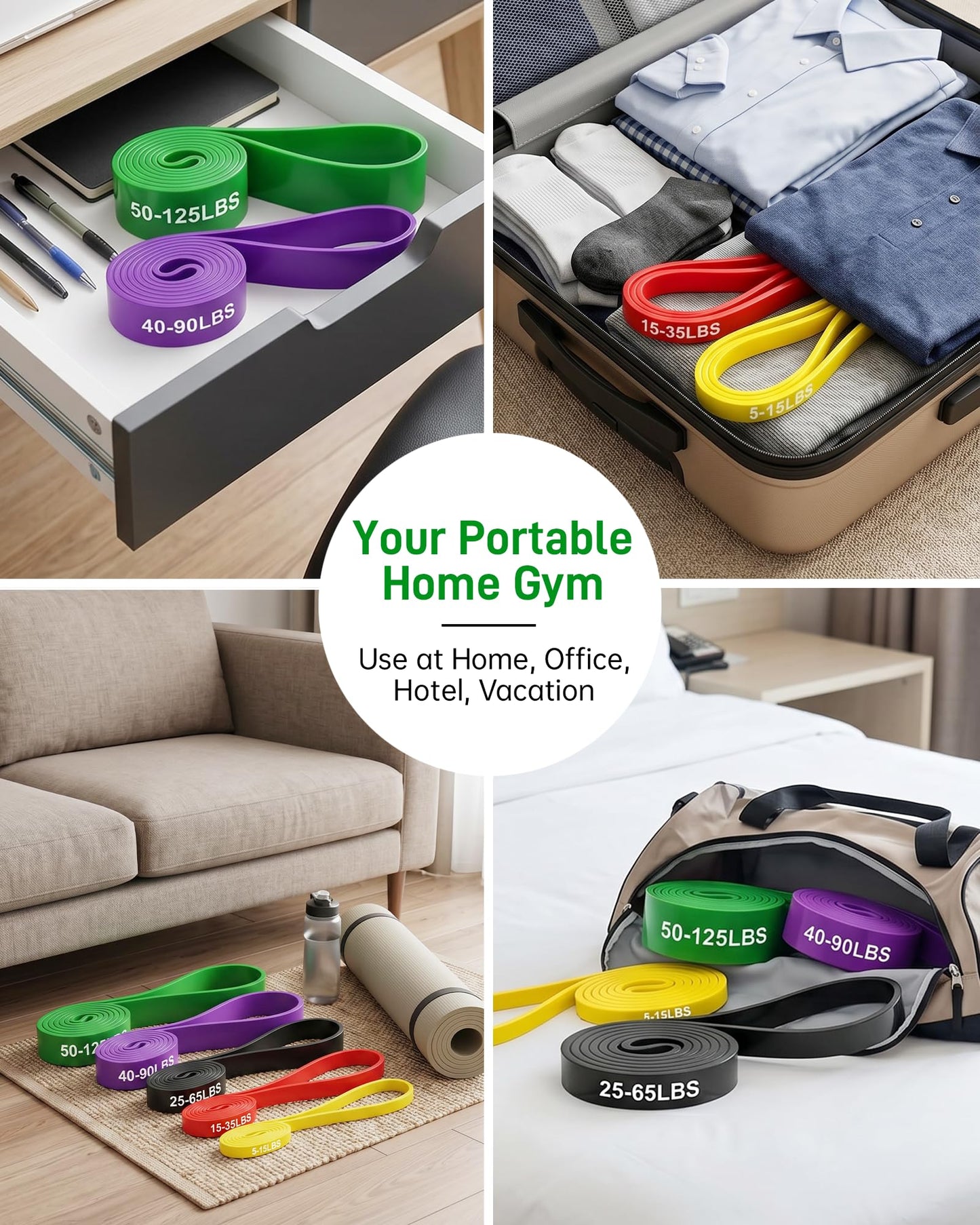 Renoj Resistance Bands for Working Out, 5 Levels Pull Up Assistance Bands Set for Workout