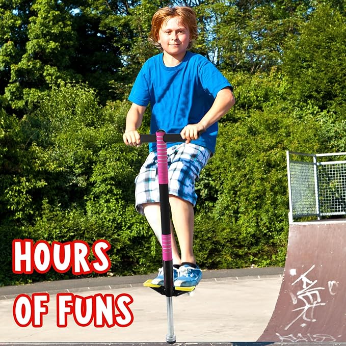 Leitee 2 Pack Pogo Stick for Kids Age 6 and Up, Suitable for 40-80 lbs, Soft Foam Jump Stick, Pogo Stick for Beginners Kids Exercise Body Balance Keep Healthy (Red and Rose Pink)