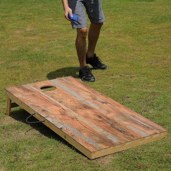 Solid Wood Premium Cornhole Game Set, Bean Bag Toss Game for Tailgate, Outdoor, Backyard - Professional Portable Cornhole Boards & Set of 8 Cornhole Bean Bags (Junior, Tailgate, Regulation Size)