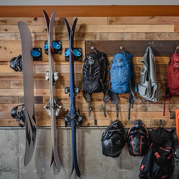 Ultimate Ski & Snowboard Wall Rack | Secure, Non-Slip Storage | Fits Any Ski/Board | Garage Organization | Ski Storage Rack | Snowboard Storage Rack | Winter Gear Organizer | 1 Pck