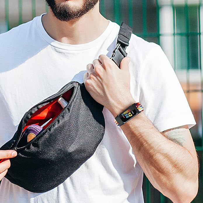 Braided Band Compatible with Fitbit Charge 6/Fitbit Charge 5, Soft Nylon Solo Loop Adjustable Replacement Wristband for Women Men