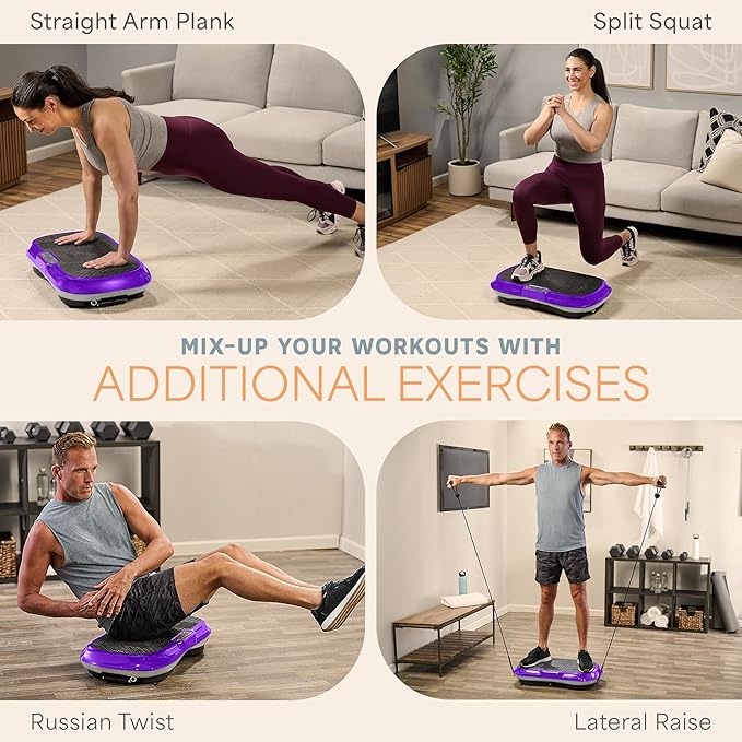 Lifepro Waver Vibration Plate Exercise Machine for Lymphatic Drainage, Muscle Activation, Full-Body Workout Vibrating Platform with Loop Bands, Fitness Equipment for Strength Toning & Fat Loss