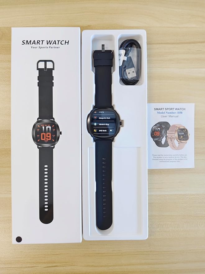 Women's 2pc Band Sports Watch/Smart Watch 1.72" Fitness Tracker with Heart Rate Monitor, 100+ Sports Modes, Sleep Tracking, 7-Day Battery, IP68 Waterproof (Black)