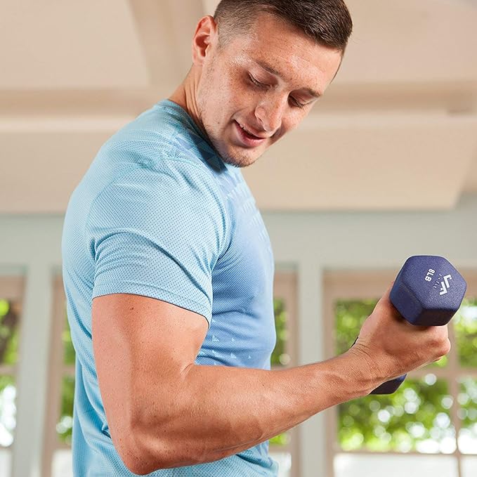 JFIT Dumbbell Pairs or Sets – Neoprene & Vinyl Coated Hand Weights for Home Gym, Strength Training, Aerobics, Cardio Exercise and Fitness