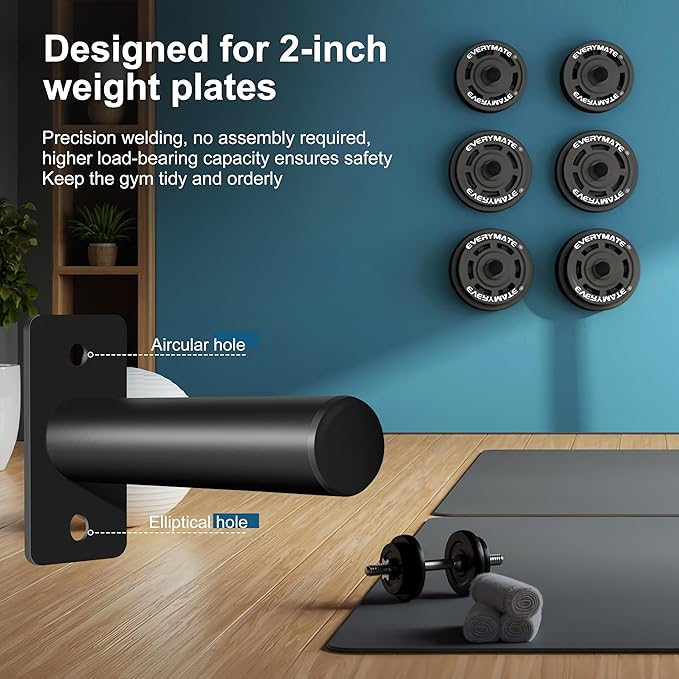 Weight Plate Holder, Wall Mounted Weight Storage Rack for Olympic Weight Plate,Home Gym Organizer(Upgrade Length and Thick Steel)