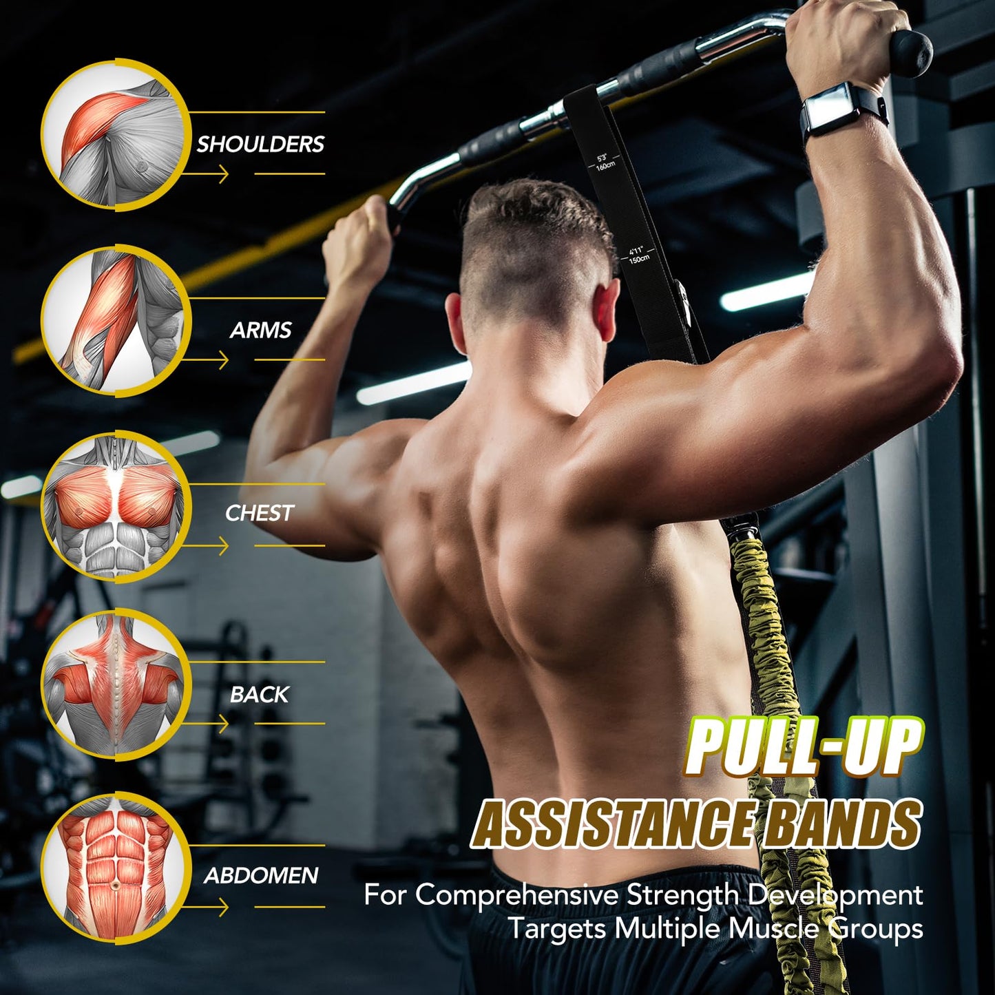ALongSong Pull Up Assistance Bands with Foot Support Pedal Upgraded Heavy Duty Resistance Bands