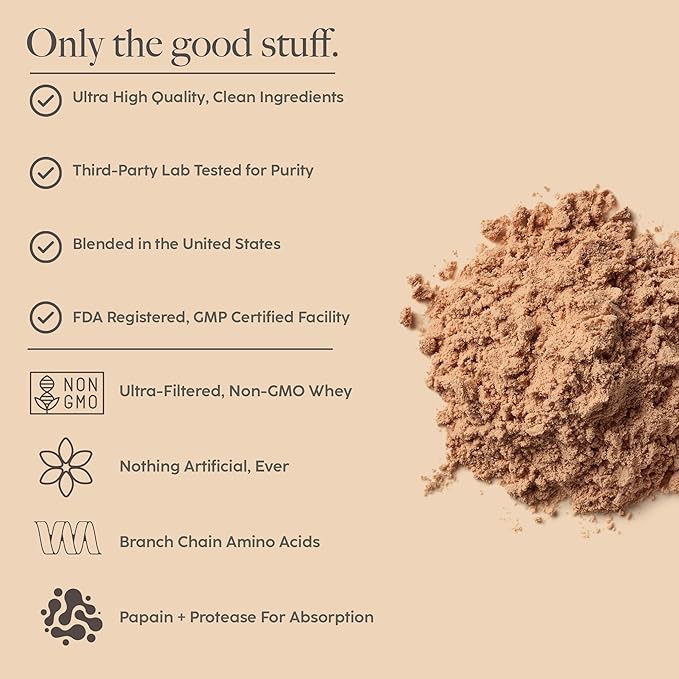 High Level Whey Protein Powder Vanilla Stevia ??Natural Whey Protein, Ultra Filtered, Non-GMO, 24g Protein, Digestive Enzymes, No Artificial Flavors or Colors, Gluten Free, 2 lb Bottle, Made in USA