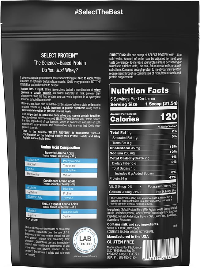 PEScience Select Protein Powder Variety Pack - 8 Flavors - 40 Servings - Protein Powder Sample Pack, Whey and Casein Blend, Keto Friendly, Gluten Free, Digestion Friendly, Amazing Taste