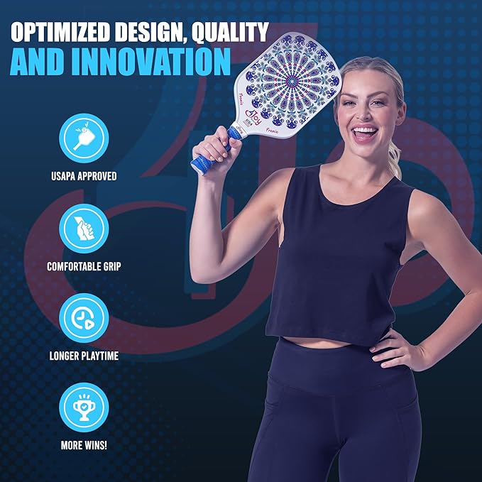 4Joy Pickleball Paddle Premio Series - Thermoformed Premium T700 Carbon Fiber Pickleball Paddless - Professional Pickleball Rackets for Women & Men - 16mm Honeycomb Core - USAP Approved