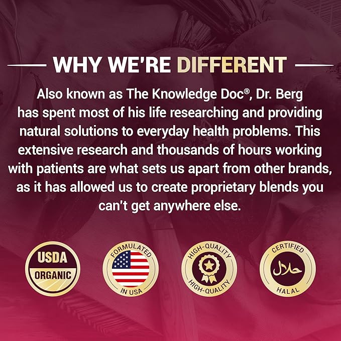 Dr. Berg Raw Organic Beet Powder from Real Earth-Grown Beets ??USDA Certified Organic Beet Root Powder to Support Nitric Oxide Levels, Energy, Blood Flow, & Heart Health* ??30 Servings