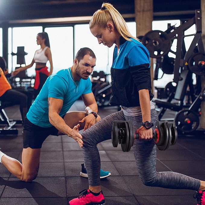 25/55 lbs Pair Adjustable Dumbbells Set, Adjustable Weights Dumbbells Set for Men and Women with Anti-Slip Fast Adjust Weight by Turning Handle,Black Dumbbell with Tray