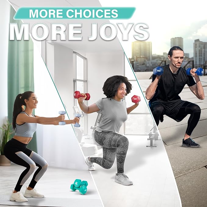 Yes4All Vinyl Hexagon Dumbbell - Dumbbells Set of 2 Hand Weights for Home Gym & Strength Training (2-15 lbs Weight Options)