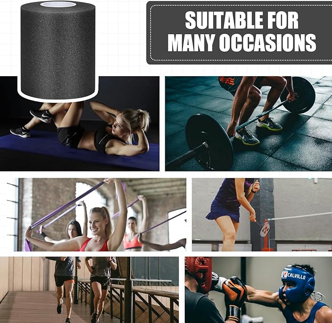 Black Prewrap,Prewrap Athletic Tape,6 Roll Pre wrap Headbands for Hair Soccer,Foam Underwrap Sports Wrap for Ankles Wrists Hands Knees Elbows 2.75 Inches X 12 Yards