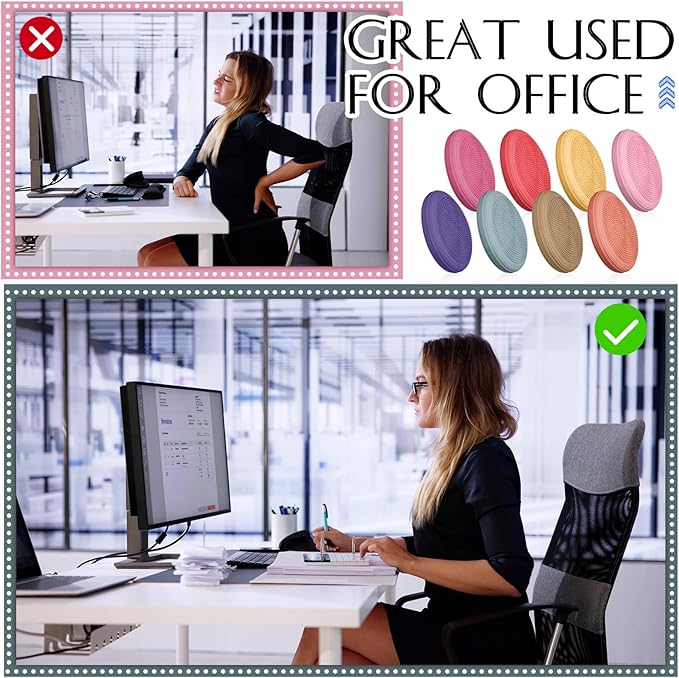 Libima 8 Pcs Wiggle Seat Inflated Wobble Cushion Sensory Seat Flexible Balance Board Balance Disc with Needle Pump for Men Women Physical Exercise Improving Posture Home Office