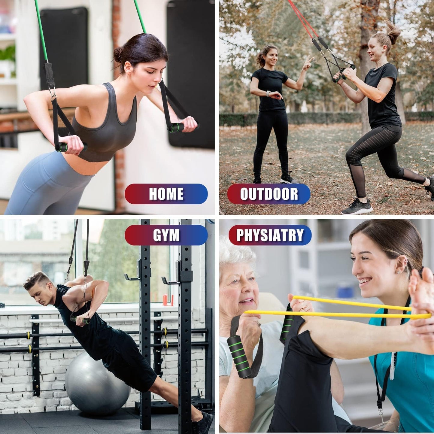 WIKDAY Exercise Resistance Bands with Handles for Working Out, Multicolor