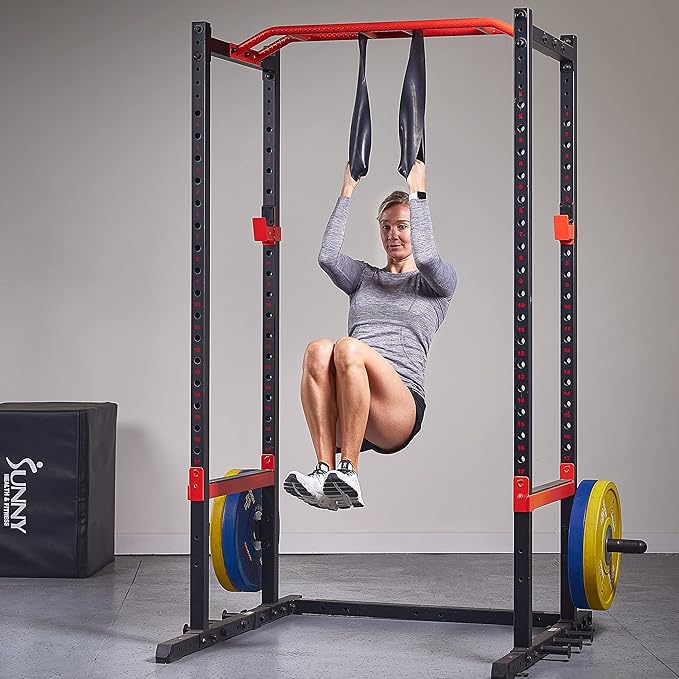 Sunny Health & Fitness Versatile Resistance Bands (Single or Combo Set) for Strength Training, Power Cage, Squat Rack, Home Gym, Body Stretching, Physical Therapy – 100, 140, 160, 180 & 10-75 LB Combo