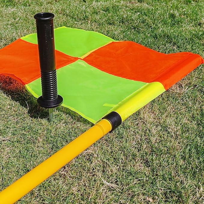 Soccer Corner Flags Set of 4 for Soccer Field, Adjustable Spring Loaded Soccer Flags Agility Training Poles Soccer Sticks, Speed and Agility Training Equipment with Storage Bag-5FT