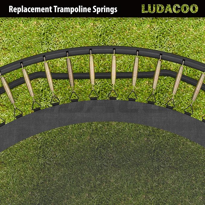 3.5"-8.5" Trampoline Springs, Heavy Duty Stainless Steel Trampoline Accessories with Swivel & Straight Hooks, Universal Trampoline Replacement Parts Includes T-Hook Tool, 12-48 Pack