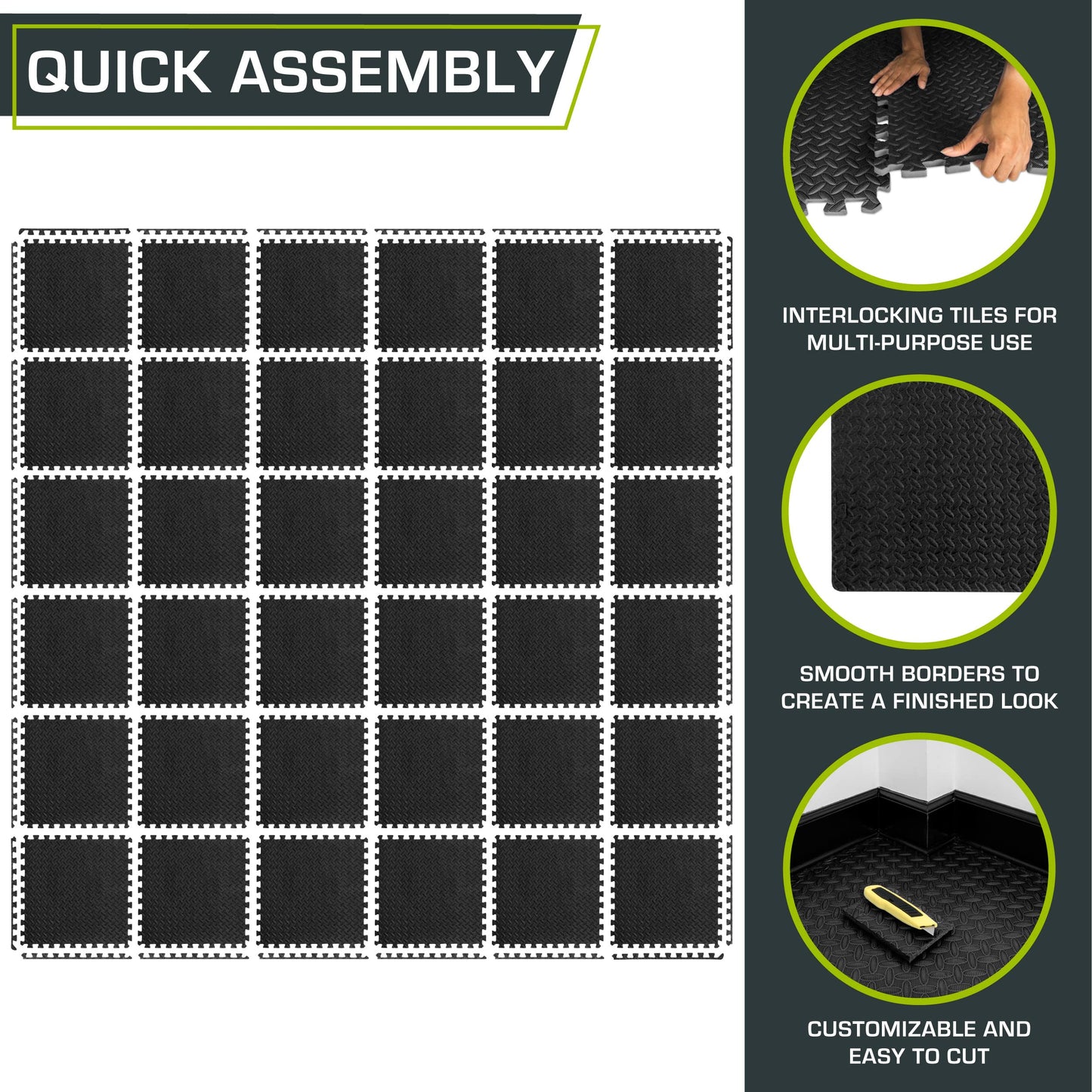 ProsourceFit Exercise Puzzle Mat ½-inch, EVA Interlocking Foam Floor Tiles for Home Gym, Workout