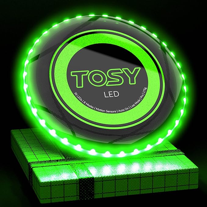 TOSY Bundle of 2 - Flying Disc 108 LEDs - RGB White + Green