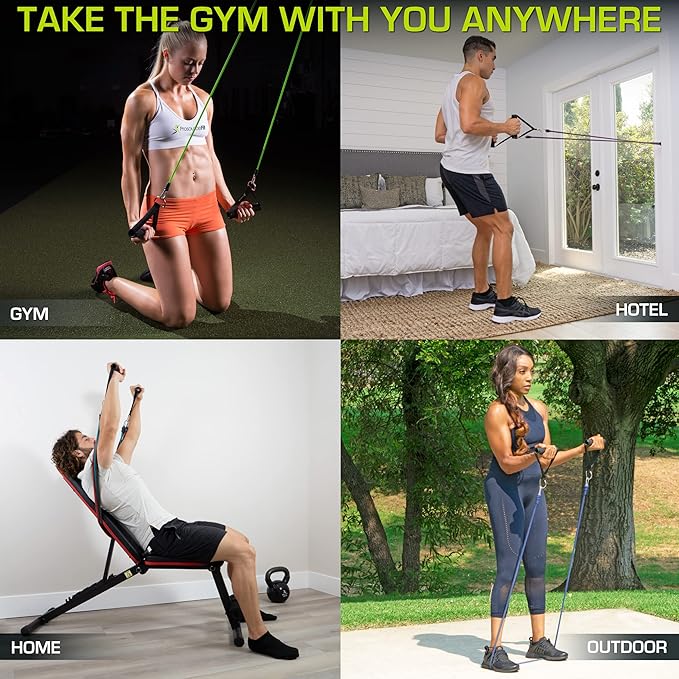 ProsourceFit Single Stackable Resistance Bands with Door Anchor and Exercise Guide, 5-8 LB, Heavy Duty Fitness Tube for Full-Body Exercises and Home Workouts, Green