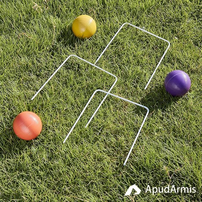 ApudArmis Universal Croquet Wickets Standard Size, Set of 9 White Square Arrow Wickets Rplacement for 28In or 32In Croquet Lawn Backyard Outdoor Game (8In Height & 6.3In Width)