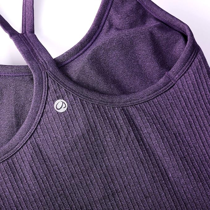 CRZ YOGA Seamless Workout Tank Tops for Women Racerback Athletic Camisole Sports Shirts with Built in Bra