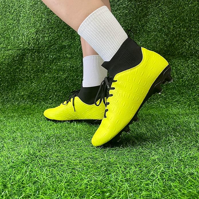 Soccer Cleats High-Top Outdoor Non-Slip Football Shoes Protection Lightweight for Firm Ground Training Breathable Fit (Size 6-13)