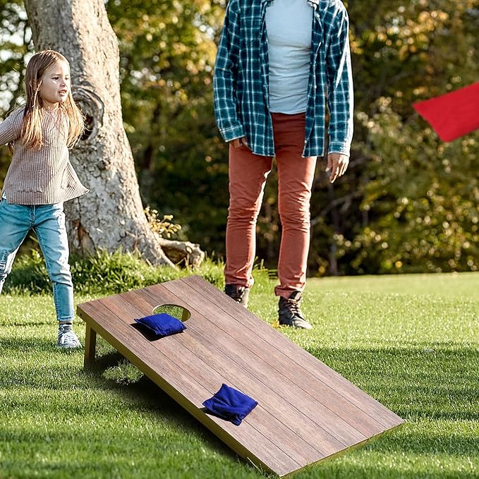 4 x 2 ft Solid Wood Cornhole Board Set with 8 Bean Bags and Carrying Bag, Premium Toss Game for Kids and Adults