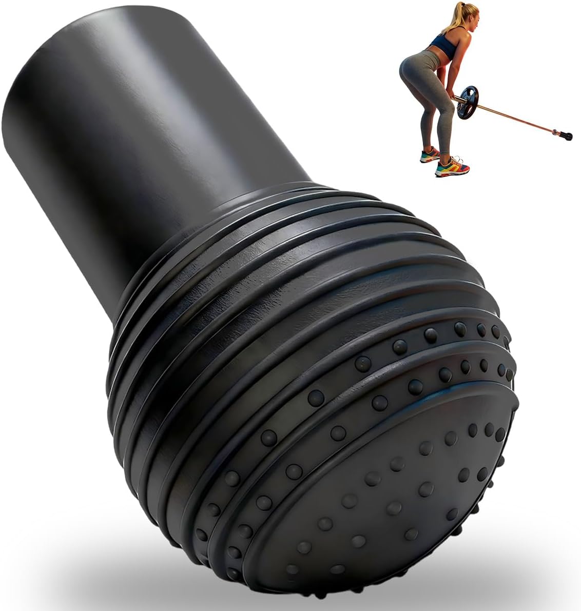 SerniaXin Landmine Attachment for Barbell, 360° Rotation Rubber Base for 2" Olympic Bars, Non-Slip Barbell Attachment for T-Bar Rows, Press, Squat & Home Gym Strength Training