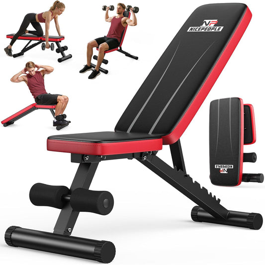 Adjustable Weight Bench for Home Gym, 660LB Capacity Foldable Workout Bench with 8 Backrest Positions, Incline Decline Flat Bench for Full Body Strength Training