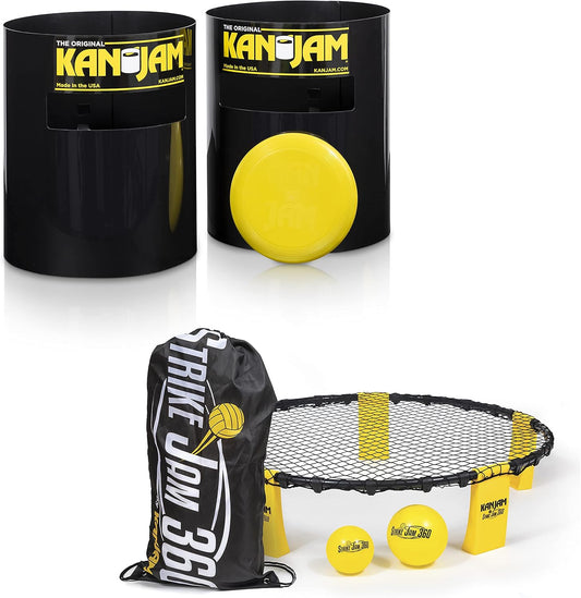 Kan Jam & Strike Jam Combo Outdoor Game Set – Flying Disc Toss & Roundnet Spike Ball Backyard Game