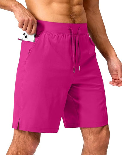 Men's Running Shorts with Zipper Pockets 9 Inch/ 7 Inch / 5 Inch Lightweight Quick Dry Gym Workout Athletic Shorts for Men(9 inch)