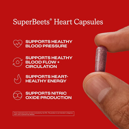 HumanN SuperBeets Beet Root Capsules Quick Release 1000mg, Helps Support Nitric Oxide Production, Blood Pressure, Heart Health, Contains Non-GMO Beetroot Powder, Studied Antioxidants 180 Count