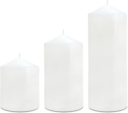 Pillar Candles 3 x 4, 6, and 8 inches, Large Handmade Candles Set of 3, Decorative Candles for Wedding, Home Decoration, Dinner, Church, Multiple Colors Available