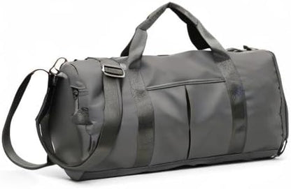 ZUEVI Sports Gym Duffel Bag for Men or Women Waterproof Weekender Travel Bag with Shoes Compartment Dry and Wet Separation for Training Swim Yoga(Grey)